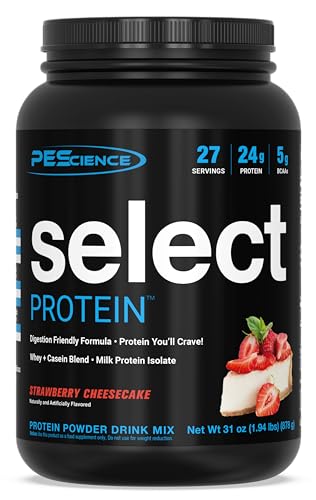 Image of PEScience Select Protein Powder, Whey and Casein Blend, Gluten Free, Low Carb Protein Powder for Women and Men, Low Calorie, Keto Friendly - Strawberry Cheesecake, 27 Servings