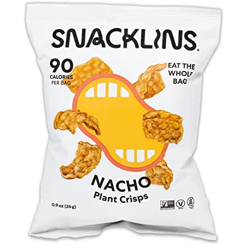 Snacklins Plant Based Crisps, Low Calorie Snacks, Vegan, Gluten-Free, Grain-Free, Healthy, Crunchy, Puffed Snack (Nacho, 48 Pack) #TOP9