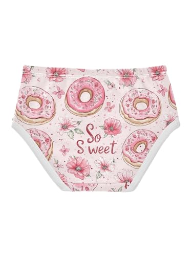 ZZKKO Sweet Donuts Pink Flowers Girls Underwear Toddler Panties for Girls Comfort Brief Size 2-8T2