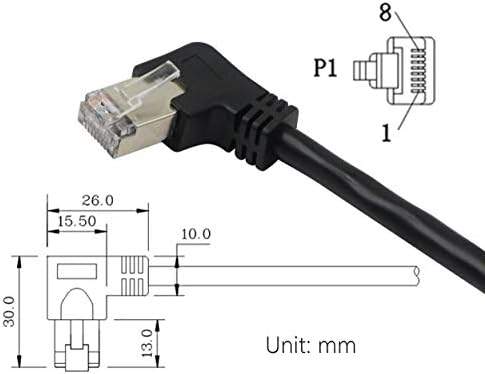 SinLoon RJ45 Ethernet Adapter Cable 90 Angle Right Male to Famale Flush Mount Ethernet Switch Adapter Cable for CAT 5/CAT 6 LAN Ethernet Socket Connector Adapter RJ45 Network Cable (30cm Left, black)
