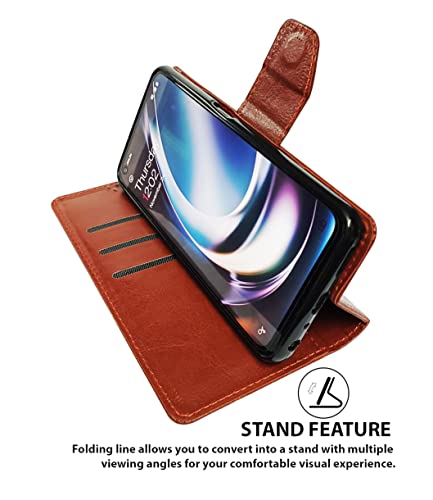 Image of SBMS Flip Cover Back Case Cover for Vivo Y27 with Magnatic Closure | Inbuilt Stand | Card & Money Pocket (Brown)