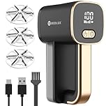 WiredLux Electric Lint Remover - Rechargeable Fabric Shaver for Clothes & Couch - Adjustable 3-Speed, 6-Leaf Blade, LED Light, USB Charging - Depiller with Dual Protection (Charcoal/Gold)