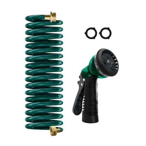 Image of Coil Hose 15FT EVA Coil Garden Hose With 3 /4'' Brass Connector