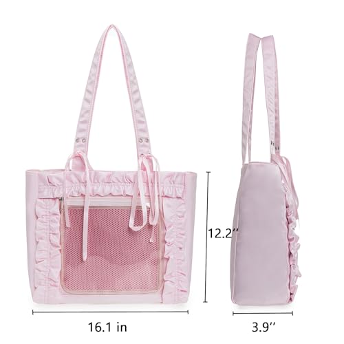 Bolso Tote Ita Kawaii con borde ondulado Bowknot miniatura 3