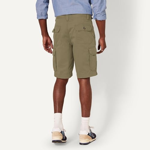 Image of Amazon Essentials Men's 10 inch Classic-Fit Cotton Cargo Shorts with Pockets, Zip Fly, Button Waist (Available in Big & Tall)