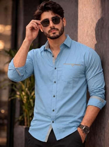 Image of Amazon Brand - INKAST Cotton Shirt for Men | Regular Fit Full Sleeve Casual Shirt | Stylish Formal Office Wear Shirts for Men | Soft Comfortable Breathable Cotton Fabric | Fashionable Office Wear