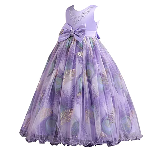 Image of Hopscotch Girls Polyester Glitter Print Gown in Purple Color