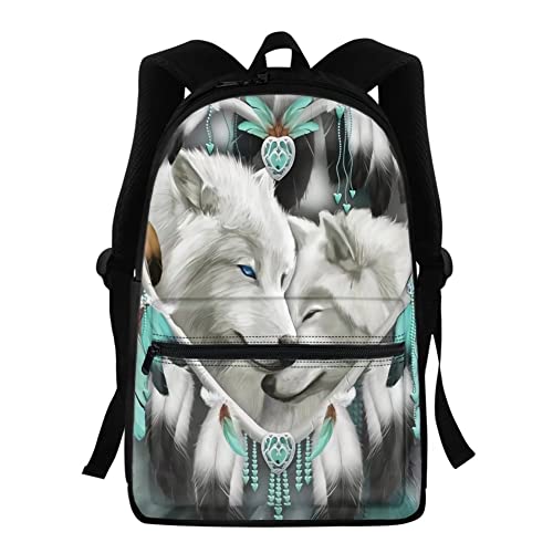 Sac à dos école et sport motif loup attrape-rêves pour fille