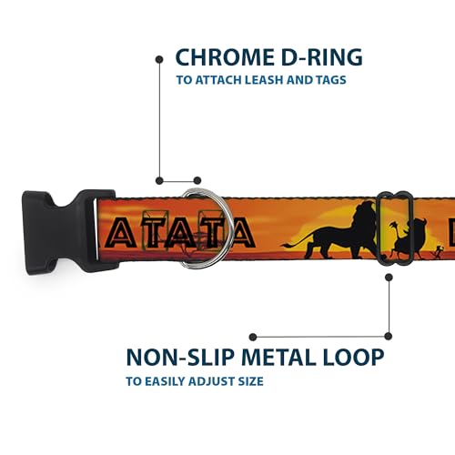 Buckle-Down Plastic Clip Collar - Lion King Hakuna Matata Sunset Oranges/Black - 1' Wide - Fits 15-26' Neck - Large