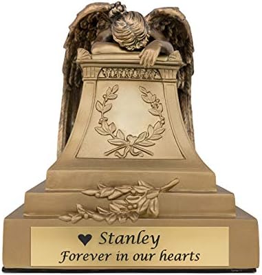Angelo Triste Polyresin Memorial Urn for Adults - Extra Large - Holds Up to 200 Cubic Inches of Ashes - Golden Bronze Cremation Urn for Ashes