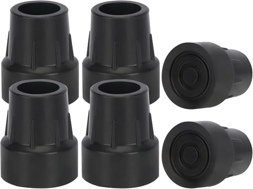 supregear 6pz Puntas de Goma 25 mm para Muletas, Bastones, Andadores, Sillas de Ducha y Bancos, Universales Antideslizantes, Negro