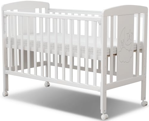 MEICI BABY 3-in-1 Holz Babybett, Babybett, Convertible Babybett, 3 verstellbare Bett Basispositionen, Deluxe Aloe Vera Matratze enthalten, Von Geburt bis 6 Jahre