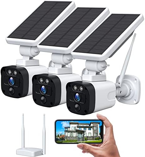 CAMBLINK [4MP Night Vision+Motion Detection] Wireless Solar Security Camera System for Home Outdoor (3 Cameras with Base Station), 2-Way Audio, APP Remote, IP65 Waterproof, SD/Cloud Storage