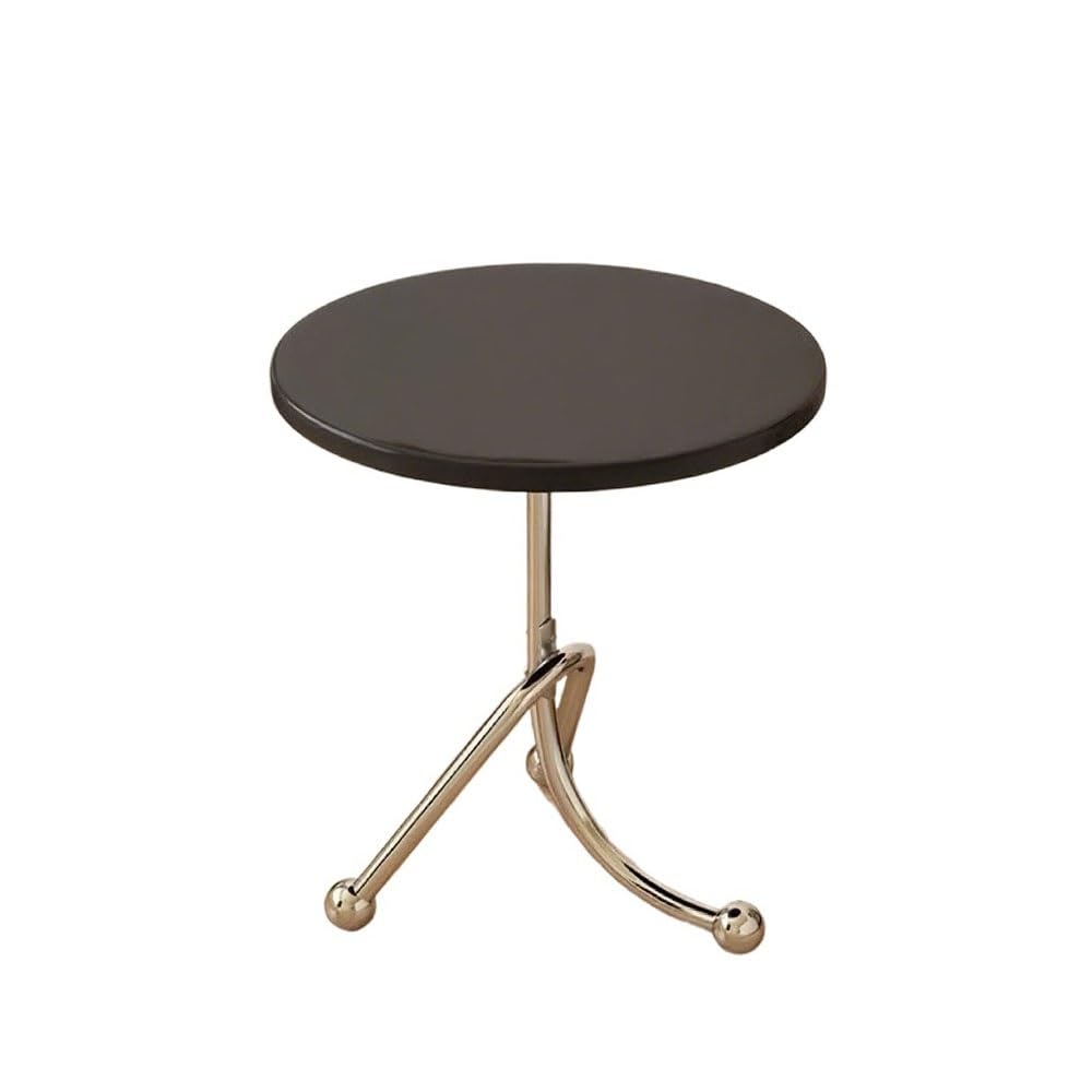 ZTHYSHOZ Coffee Table Retro Small Tea Table Round Sofa Side Balcony Bay Window Bedside Storage Rack(Black,Small)