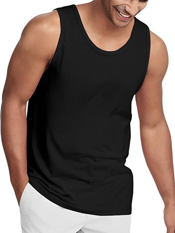 Image of Men?s Cotton Sleeveless Vest | 180 GSM Bio Washed Gym Tank Top | Regular Fit Solid Round Neck for Workout, Innerwear