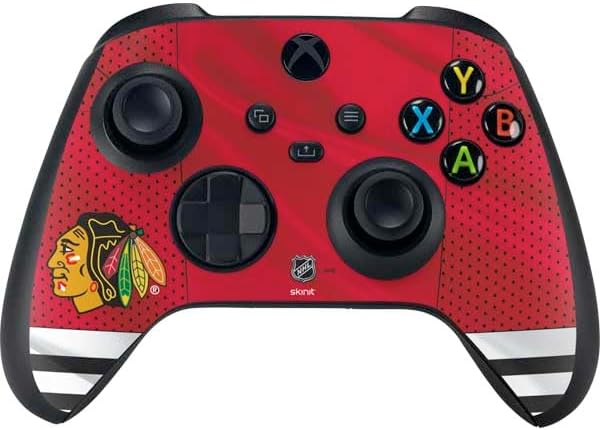 Skinit Decal Gaming Skin Compatible with Xbox Series X Bundle - Officially Licensed NHL Blackhawks Red Stripes Design