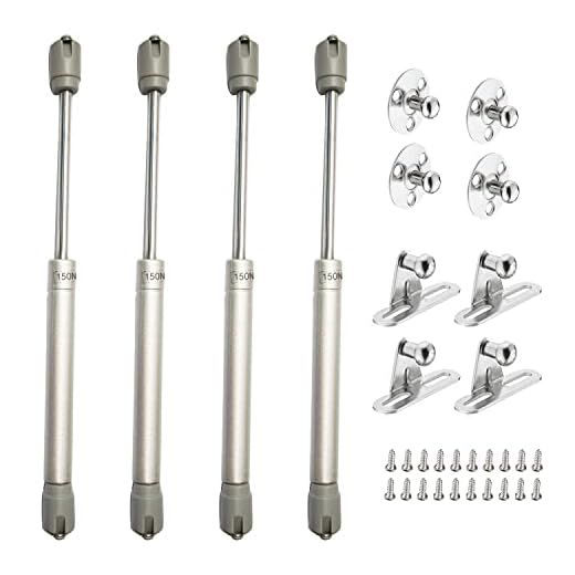 ZFYQ Pistones a Gas, 4pcs Hidráulico Muebles Cocina Amortiguador Puertas Elevables 150N/15kg 270mm Bisagras Resortes Armario con Tornillos