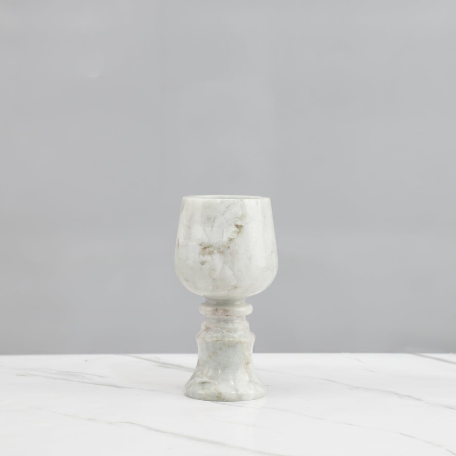 Sharplace Marmorkerzenhalter Marmor Vase Kerzenständer Pokalhalter Sockel Dekohalter mit Weißer Grundfarbe Und Grauer Maserung aus Solidem Material für, 9 9 17cm