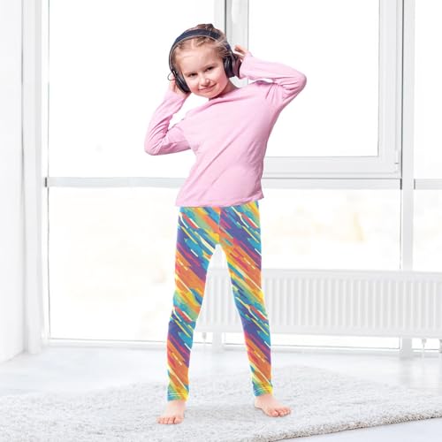 KLL Abstract Rainbow Stripes Toddler Girls Active Leggings Casual Full Length Pants Sports4