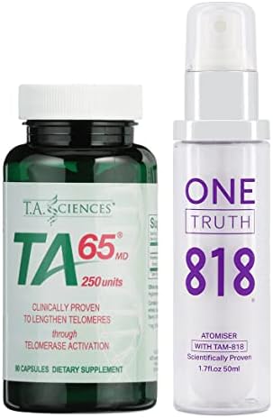 T.A. Sciences | TA-65 Supplement | 90 Capsules | Free Bottle of One Truth 818 Anti-Aging Face Mist with TAM-818