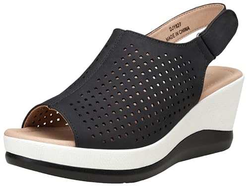 Jeossy Women's Platform Wedge Sandals Slip On 825 Peep Toe High Heel Sandals