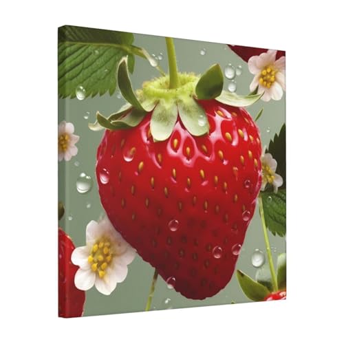 Tableau moderne fraise 40cm pour revitaliser les murs ternes de votre cuisine