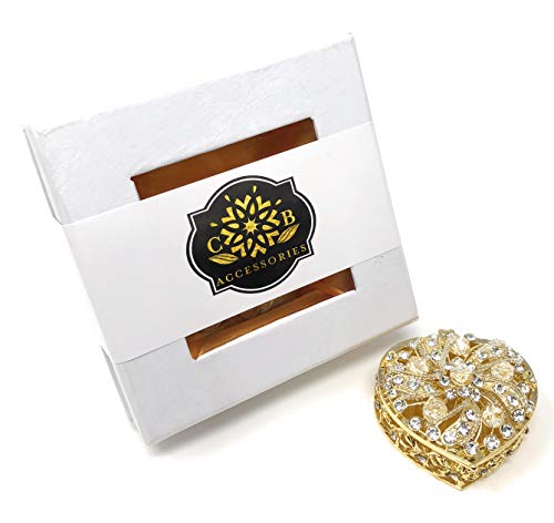 Wedding Unity Coins - Arras De Boda - Heart Shaped Box With Decorative Rhinestone Crystals 78 (Gold) #TOP4