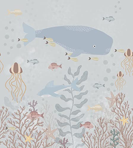Esta Home fotomural el mundo submarino azul agrisado 250 x 279 cm