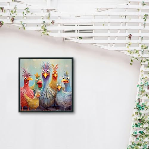 Image of MBNTJHT Chicken Stamped Cross Stitch Kits for Adults Beginners, DIY Animals Needlepoint Counted Cross Stitch Kit for Adults,Cartoon Pattern Stitch Embroidery Kit for Wall Home Decor 14X14 Inch.