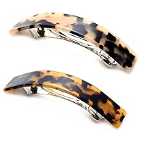 Große Acetat-Haarspangen Für Damen – 2er-Set In Schwarz/Weiß, Elliptisch/rechteckig, Mit Starken Metallfedern