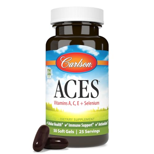 Carlson - ACES Vitamins A C E + Selenium Cellular Health & Immune Support Antioxidant 50 Softgels
