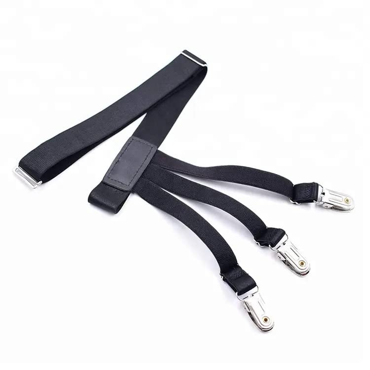 Homvexi Shirt Tucker For Men, Adjustable Elastic Shirt Stays Garters with Locking Non-Slip Clips holder Securing Shirt Position 4