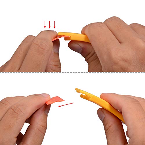 Image of EHDIS 1.5 inch Plastic Razor Scraper Tool with 10pcs Double Edged Blades for Adhesive Remover,Removing Labels Stickers Decals Taping on Glass Windows(Yellow)
