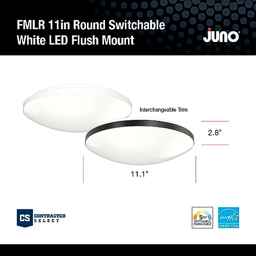 Juno 11 Inch Round LED Flush Mount Ceiling Light, Low Profile Modern Ceiling Light Fixture, Selectable 2700K/3000K/3500K/4000K/5000K Color Temperature, Dimmable, White (FMLR 11IN SWW5 90CRI WBT M4) by Juno - Used condition - Image 5