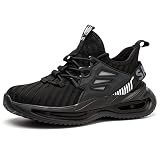 Kezhiho Steel Toe Shoes for Men Lightweight Breathable Comfortable Work Shoes Slip Resistant Punctur