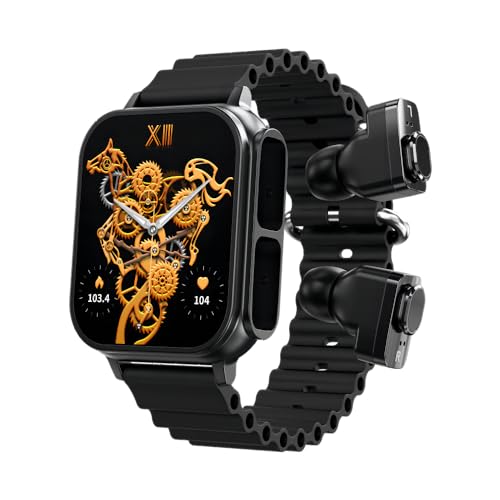 Chillitech® Smart Watch With Earbuds 2 in 1 Large 1.96 inch HD Screen, Health Monitor, BT 5.0 Answer Calls, Control Music, Notifications, Multifunctional NFC, Touch TWS Earbuds (Midnight Black) Chillitech® Smart Watch With Earbuds 2 in 1 Large 1.96 inch HD Screen, Health Monitor, BT 5.0 Answer Calls, Control Music, Notifications, Multifunctional NFC, Touch TWS Earbuds (Midnight Black)