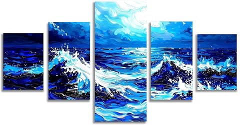 Diamond painting 5D grand format bleu mer kit complet broderie diamant adulte 150x75cm F681