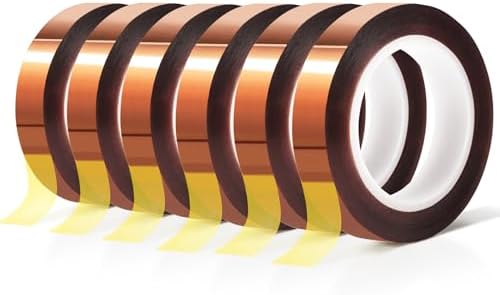 MEBMIK 6 Rolls 10mm x16m(52FT) Heat Tape High Temperature Heat Resistant Tape Heat Transfer Tape for Heat Sublimation Press Vinyl,No Residue