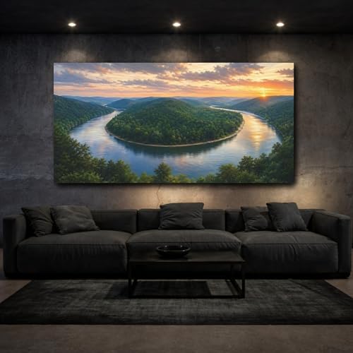 Tableau canvas nature de rivière 50x25cm pour salon rustique