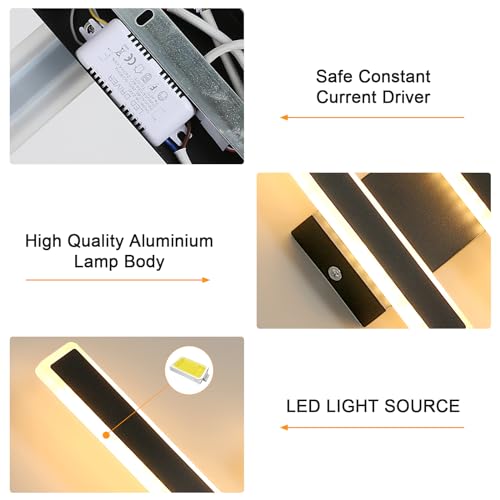 Comely Applique da Parete Interno, 32W 3600LM Nero...