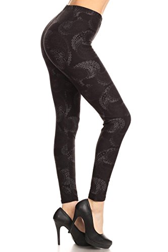 R707-PLUS Fading Paisley Printed Fashion Leggings, Plus Size