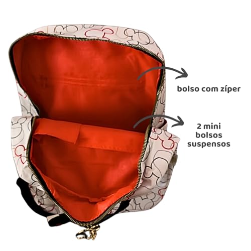 Mochila Feminina Disney Mickey Mouse Bege Luxcel