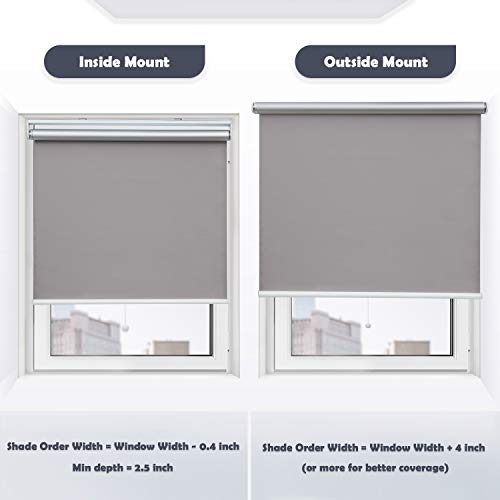 Cordless Roller Shades Light Blocking UV Protection Window Shades for Home, Hotel, Club，Grey 23x72" - Thumbnail 4