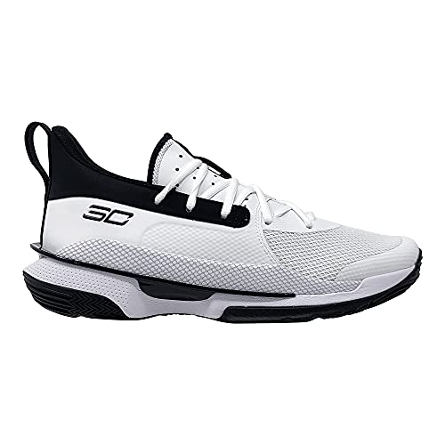 Under Armour Kids (GS) Curry 7 Basketball Shoes (White/Black, 6, Numeric_6)