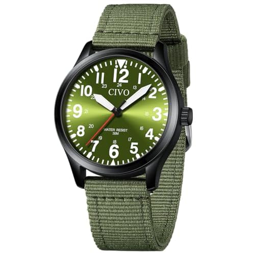 CIVO Military Watch for Men Waterproof: Analog Mens Watches Classic Design – Field Wrist Watches for Man – Tactical Quartz Watches