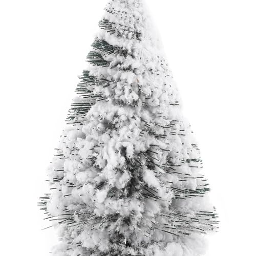 Árbol de Navidad pequeño de madera y nieve artificial para regalar 8
