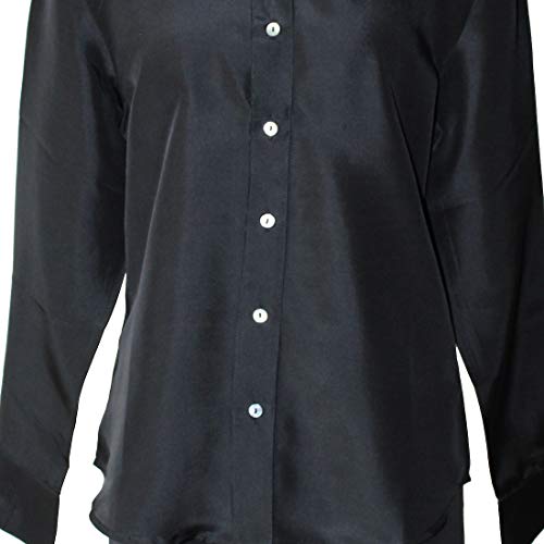Royal Silk Fabulous Black Button-Down Silk Shirt, Size Extra Large #TOP5