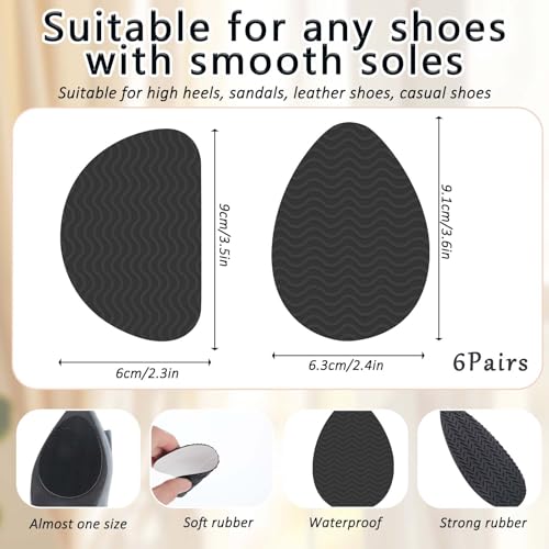 Image of 12 PCS Non Slip Pads for Shoes, Self-Adhesive Bottom of Shoe Grips, Noise Reduction Shoes Cushion Adhesive Shoe Grips, Sole Protectors for High Heels Anti-Shedding Resistant Rubber Sole Prsotector