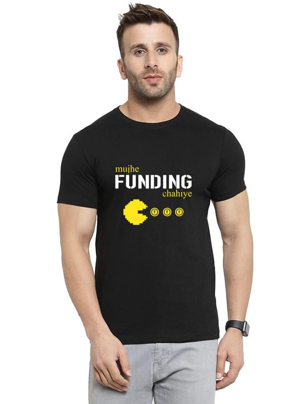 MyTeesDesigner Printed T-Shirts |T-Shirts for Men|Mujhe Funding Chahiye| Desi Funky Tshirt |Motivational Trending Quotes Instagram t-Shirt|Swag t Shirt