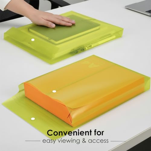 Image of Shuban Document File Folders with Snap Button Closure, Waterproof Plastic Envelope Pouches for Letter /A4 Size Paper, Assorted Transparent Colors (Style-8-Plain Transparent Folder-6Pcs-Mix Color)